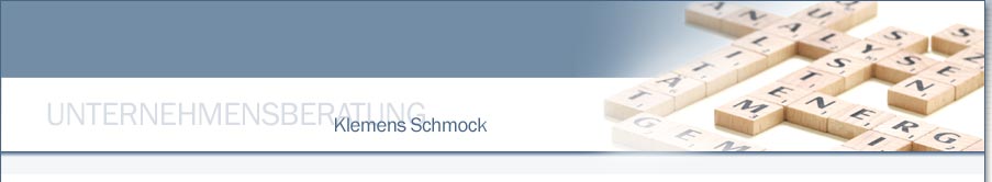 Unternehmensberatung Klemens Schmock mit Scrabblehintergrund